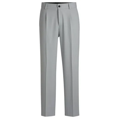 Hugo Boss Modern-fit Trousers In Stretch Twill With Front Crease In Grey