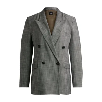 Hugo Boss Regular-fit Double-breasted Blazer In Multi
