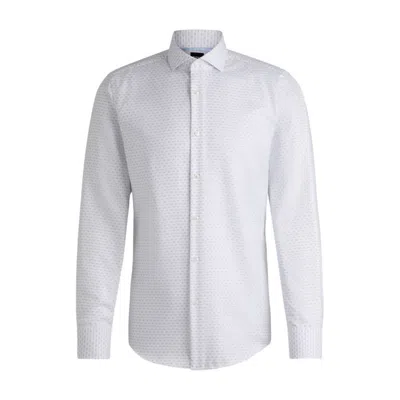 Hugo Boss Slim-fit Shirt In Structured Cotton In White