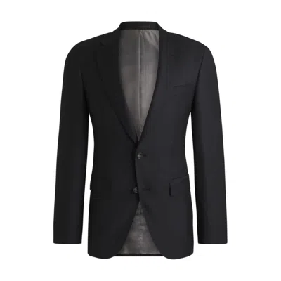Hugo Boss Slim-fit Jacket In Virgin Wool With Stretch In Grey