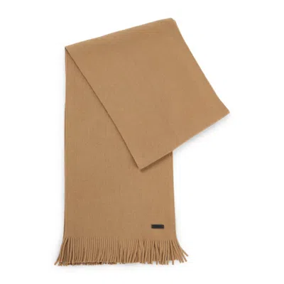 Hugo Boss Raschel-knit Scarf In Merino Wool In Beige