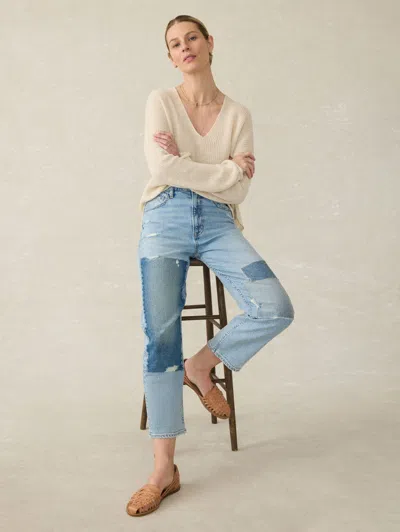 Faherty 90s Crop Patchwork Jean In Heirloom Indigo Wash