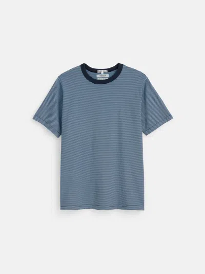 Alex Mill Omnigod X  Fine Stripe Tee In Light Indigo