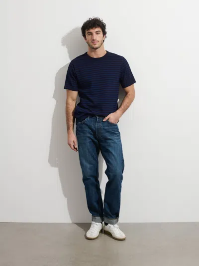 Alex Mill Omnigod X  Bold Stripe Tee In Deep Indigo