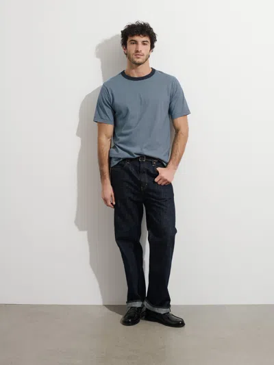 Alex Mill Omnigod X  Fine Stripe Tee In Light Indigo