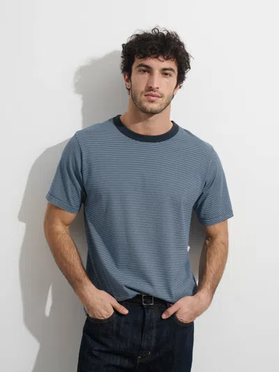Alex Mill Omnigod X  Fine Stripe Tee In Light Indigo