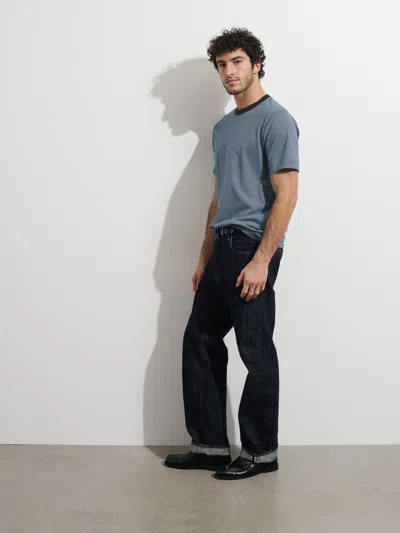 Alex Mill Omnigod X  Fine Stripe Tee In Light Indigo