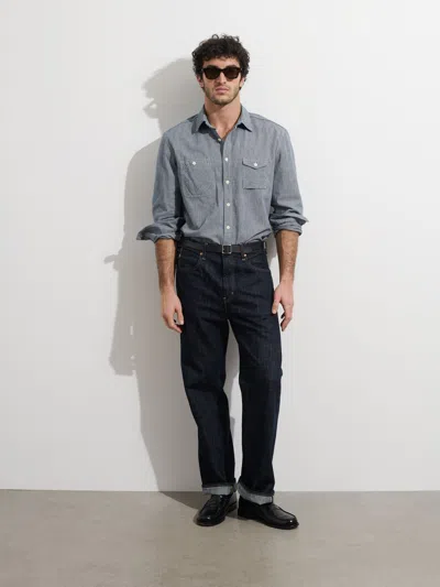 Alex Mill Omnigod X  Utility Shirt In Houndstooth In Indigo