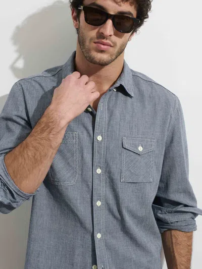 Alex Mill Omnigod X  Utility Shirt In Houndstooth In Indigo