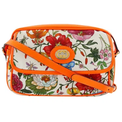 Pre-owned Gucci Orange Canvas Leather Shoulder Bag ()