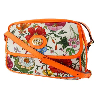 Pre-owned Gucci Orange Canvas Leather Shoulder Bag ()