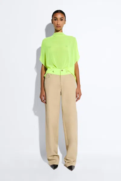 Lapointe Cotton Double Seam Pant In Khaki/yellow Glow