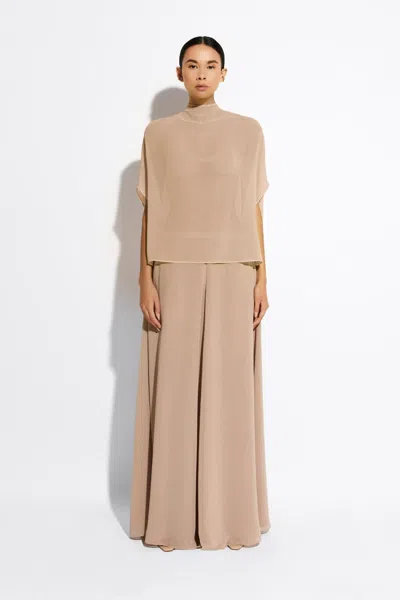 Lapointe Lightweight Georgette Wide Leg Pant With Pockets In Oat