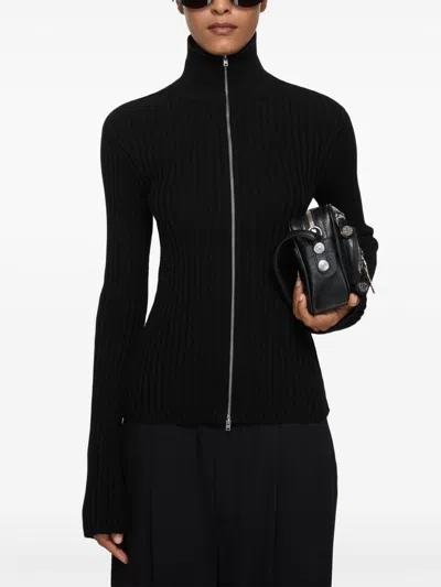 Acne Studios Koton Zip Cotton Rib Cardigan