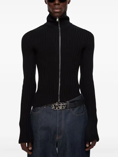 Acne Studios Koton Zip Cotton Rib Cardigan