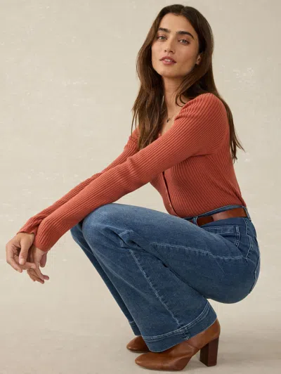 Faherty Sunwashed Cable Cardigan In Red Rock
