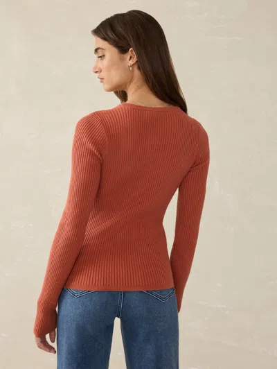 Faherty Sunwashed Cable Cardigan In Red Rock