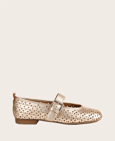 Gentle Souls - Karla Perforated Metallic Mary Jane In Gold Perf Leather