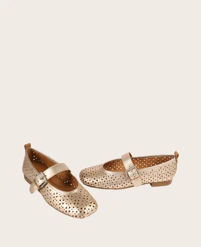 Gentle Souls - Karla Perforated Metallic Mary Jane In Gold Perf Leather