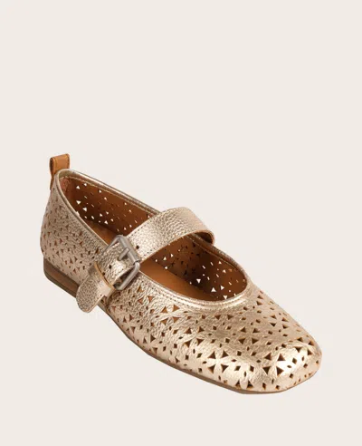 Gentle Souls - Karla Perforated Metallic Mary Jane In Gold Perf Leather