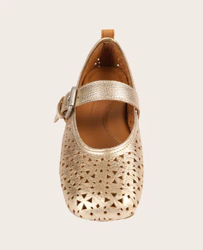 Gentle Souls - Karla Perforated Metallic Mary Jane In Gold Perf Leather
