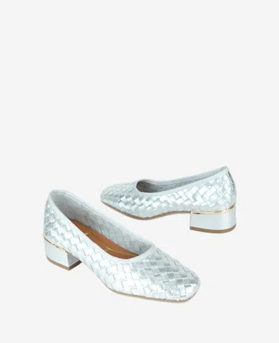 Kenneth Cole Birdie Woven Metallic Leather Pump In Silver Woven Leather