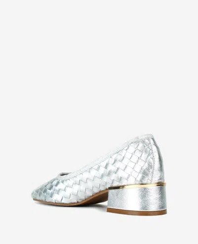 Kenneth Cole Birdie Woven Metallic Leather Pump In Silver Woven Leather