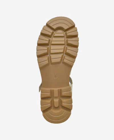 Kenneth Cole Herron Lizard Embossed Lug Sole Sandal In Soft Gold Leather