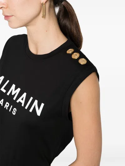 Shop Balmain Logo Organic Cotton Tank Top