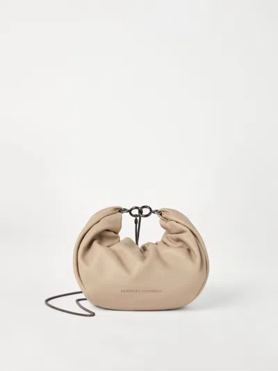 Brunello Cucinelli Brioche Hobo Bag In Soft Leather With Precious Chain