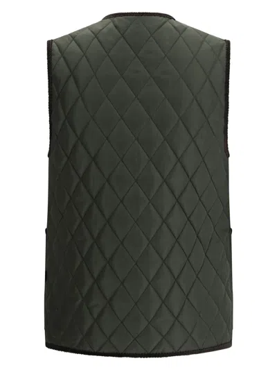 Burberry Quilted Green Gilet With Distinctive Button Closure