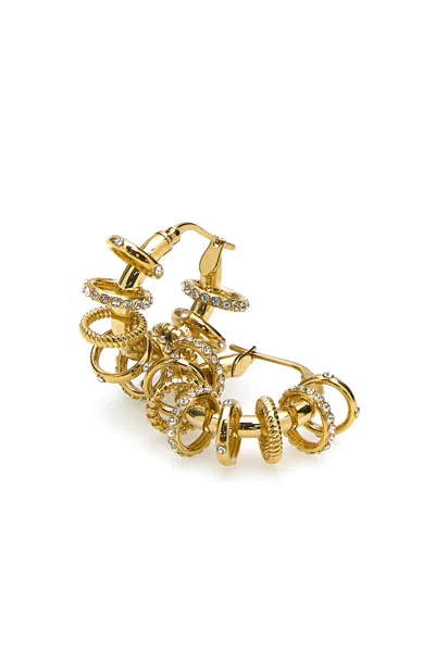 Amina Muaddi Multiring Hoop Earrings With Embellished Textured Finish