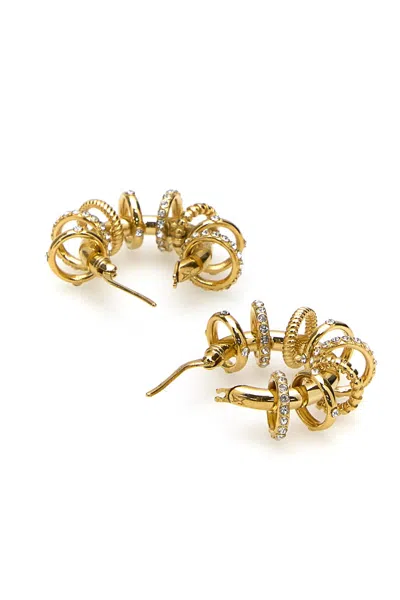 Amina Muaddi Multiring Hoop Earrings With Embellished Textured Finish