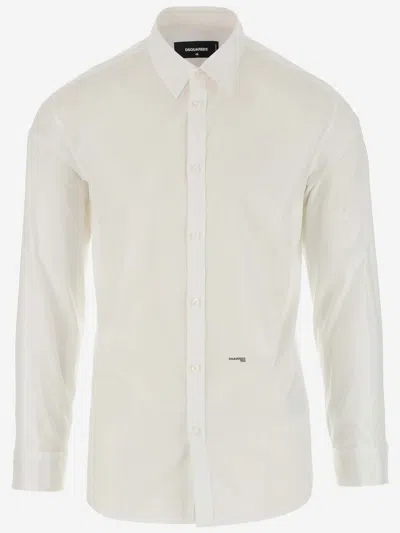 Dsquared2 Stretch Cotton Shirt With Logo