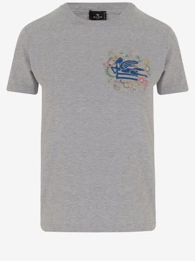 Etro Grey Crewneck Logo T-shirt