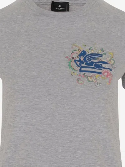 Etro Grey Crewneck Logo T-shirt