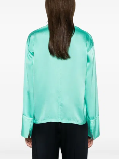 Forte Forte Silk V-necked Blouse In Green