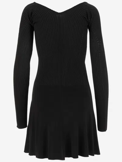 Jacquemus Womens Black Logo-plaque Slim-fit Knitted Mini Dress