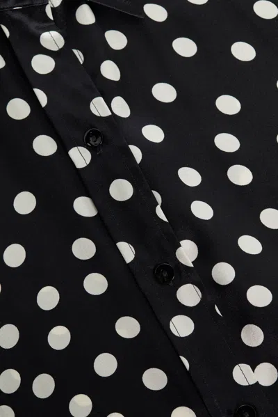 L Agence Ellah Silk Blouse In Black/ecru Polka Dot