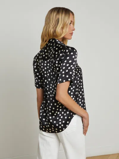 L Agence Ellah Silk Blouse In Black/ecru Polka Dot