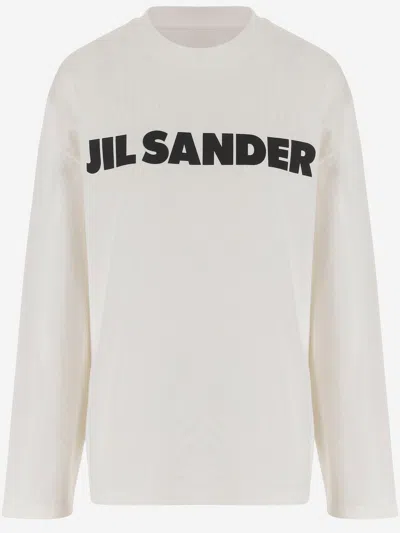 Jil Sander Crew Neck Long Sleeves T-shirt With Ribbed Collar And Printed Logo On The Front Clothing