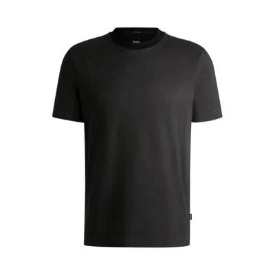 Hugo Boss Mercerized-cotton T-shirt With Contrast Collar In Black
