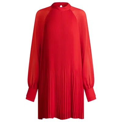 Hugo Boss Boss Dolumi Long Sleeve Shift Dress In Red