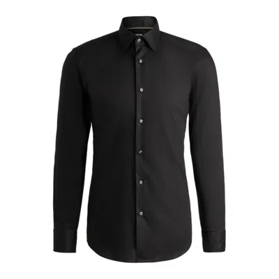 Hugo Boss Slim-fit Shirt In Easy-iron Cotton Poplin In Black