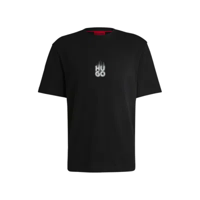 Hugo Boss Mens Hugo Branded-print Short-sleeved Cotton-jersey T-shirt In Black