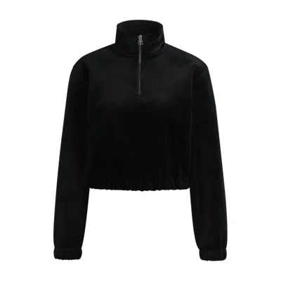 HUGO BOSS RELAXED-FIT ZIP-NECK SWEATSHIRT IN STRETCH VELVET 
