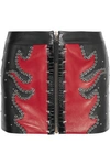 ANTHONY VACCARELLO Embellished two-tone leather mini skirt