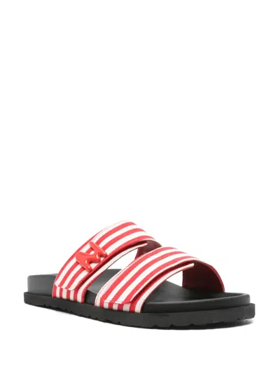 Msgm Striped Canvas Slides In Multi