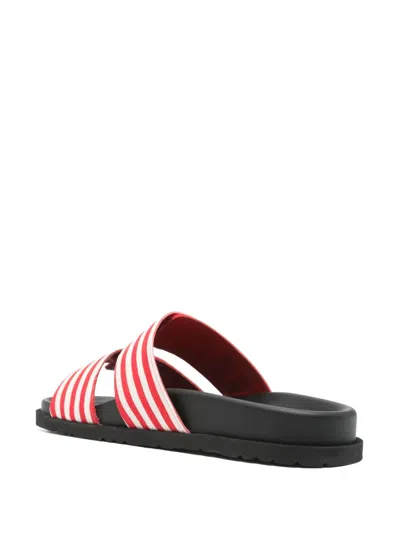 Msgm Striped Canvas Slides In Multi