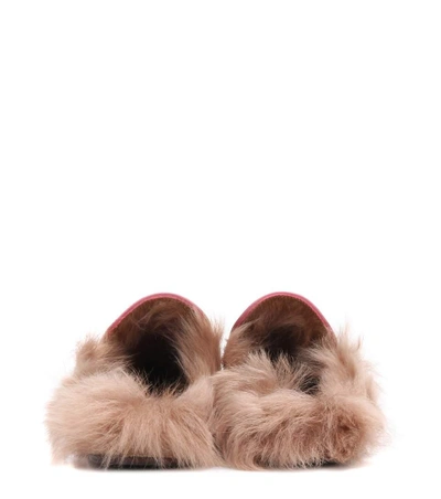 Shop Gucci Princetown Fur-lined Leather Slippers In Lipstick Rose